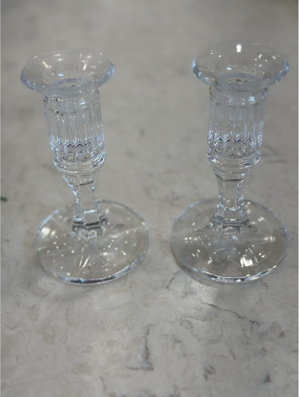 Gorham Colonnade Lead Crystal Candlesticks L Ribbed Colonnade Set of 2 6”